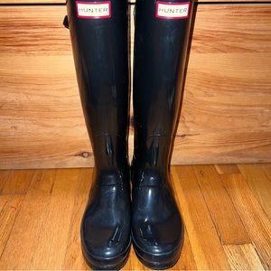 Hunter Original Back Adjustable Gloss Rain Boots. 9 Excellent like new condition